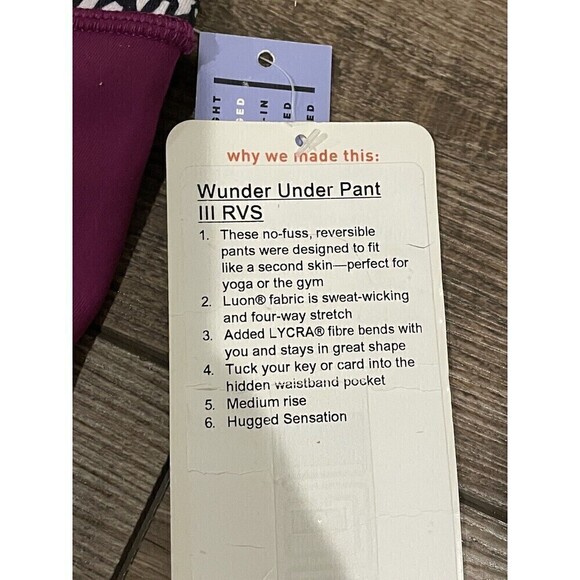 NWT LULULEMON WUNDER UNDER PANT III RVS LUON MID RISE LEGGINGS 2 NEW REVERSIBLE - Picture 5 of 16